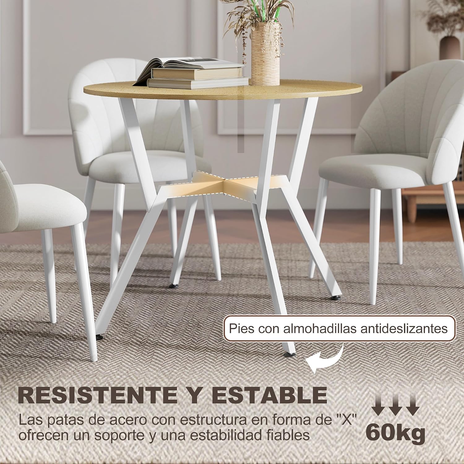 Thumbnail 4 de HOMCOM Mesa de comedor redonda Ø90 cm para 2