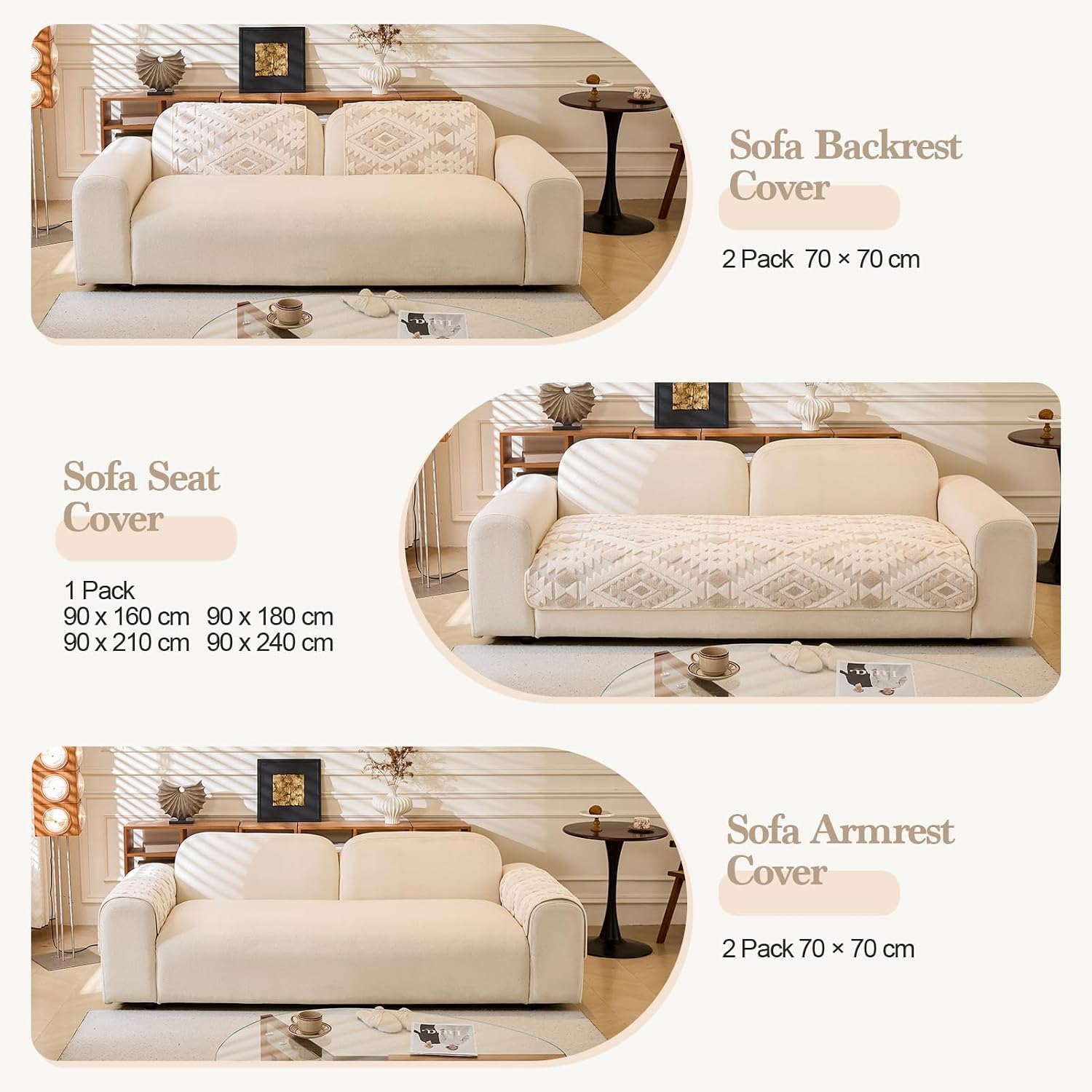 Detalle de WEYOND Copridivano Antiscivolo in Morbido Pile per Cani e Gatti - Beige, 90 x 240 cm (2/3/4 Posti)