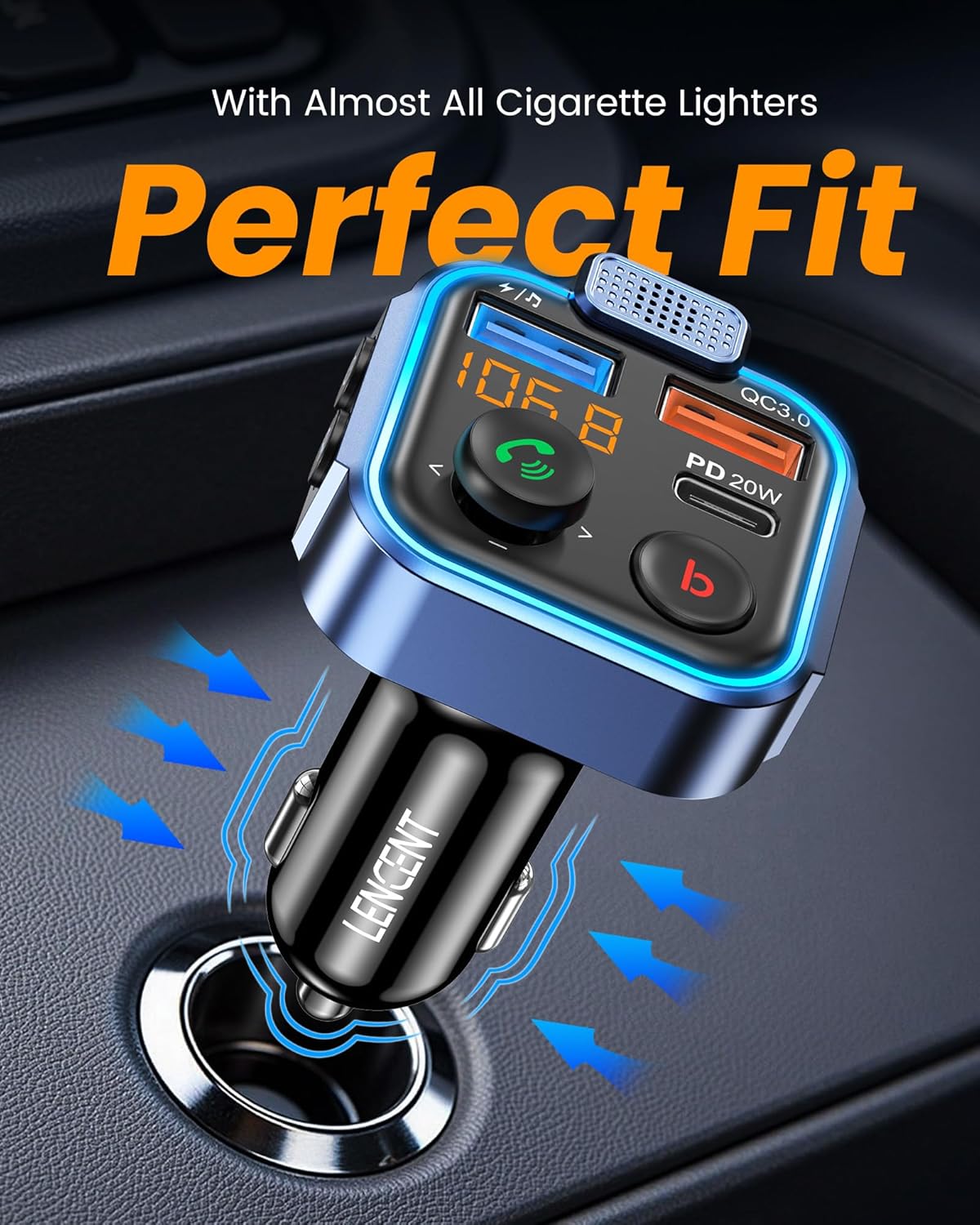 Thumbnail 6 de LENCENT Bluetooth FM Transmitter with 30W