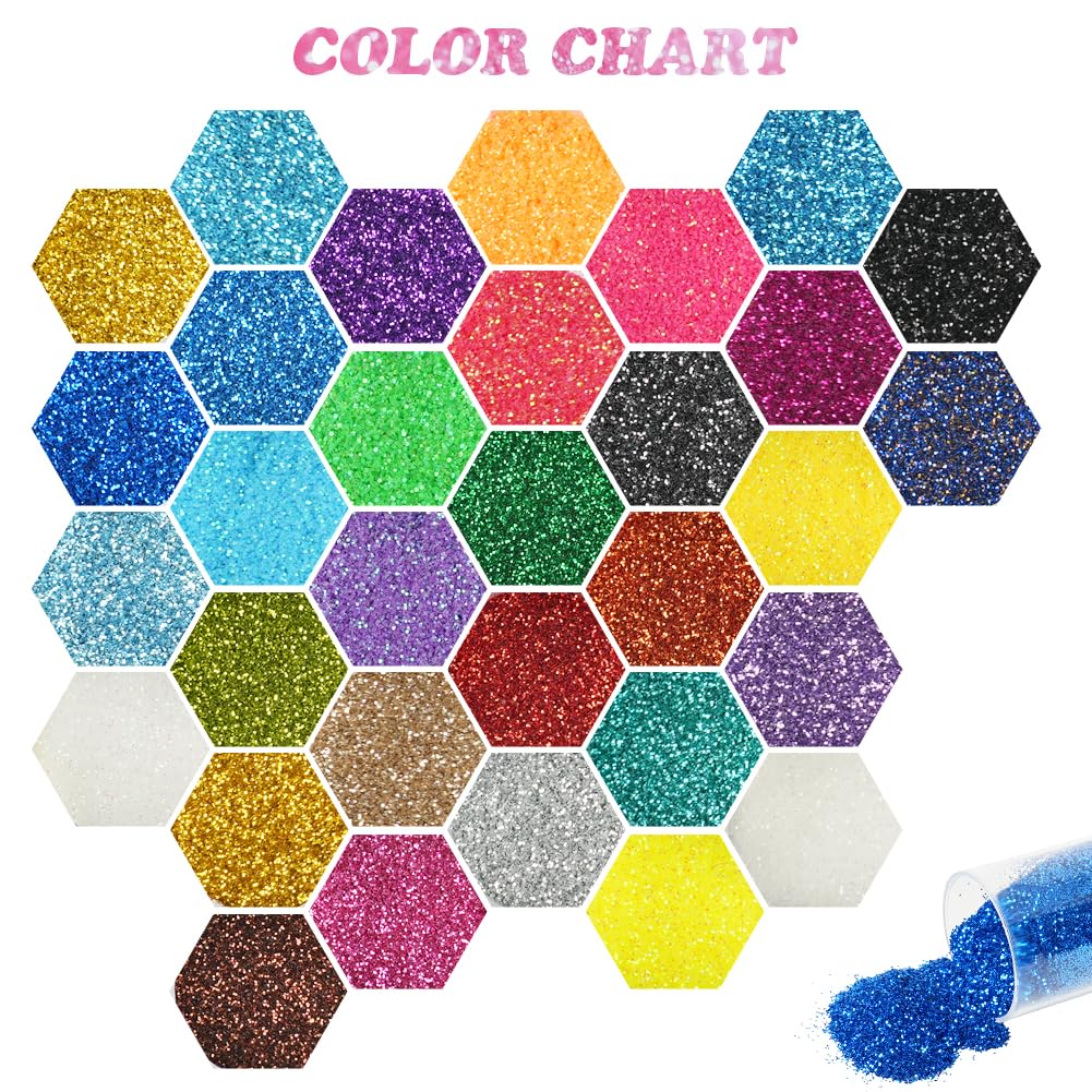 Detalle de URAQT 32 Farben Glitzerpulver 💄