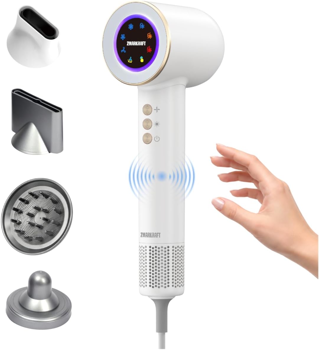 Detalle de ZMARKRAFT Ultra+ Plasma Ionic Hair Dryer, 1,600 W with Smart Temp Control