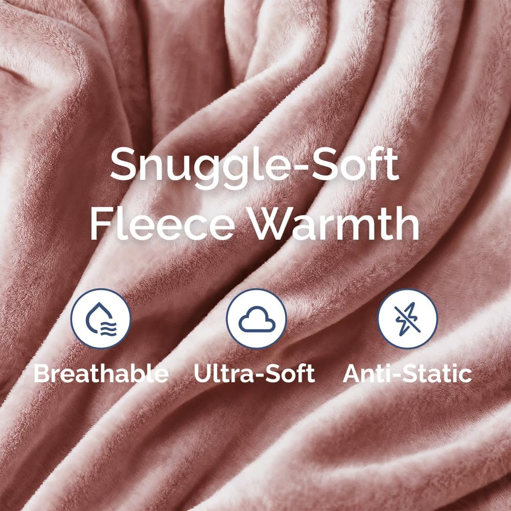 Thumbnail 2 de Ultra Soft Fleece Blanket Twin Size: Flannel Luxury for All Seasons in Rose Pink