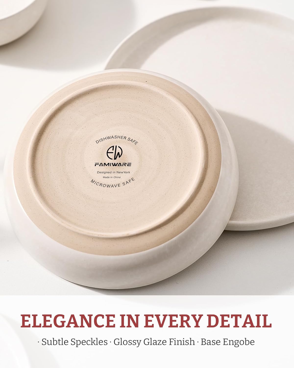 Detalle de famiware Milkyway Pasta Bowls Set of 4 (8.5" Large) in Matte White