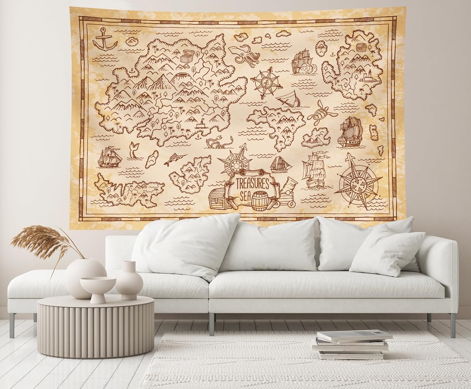 Thumbnail 3 de CHNBGPRO 2.1m x 1.5m Pirate Treasure Map Photo Backdrop