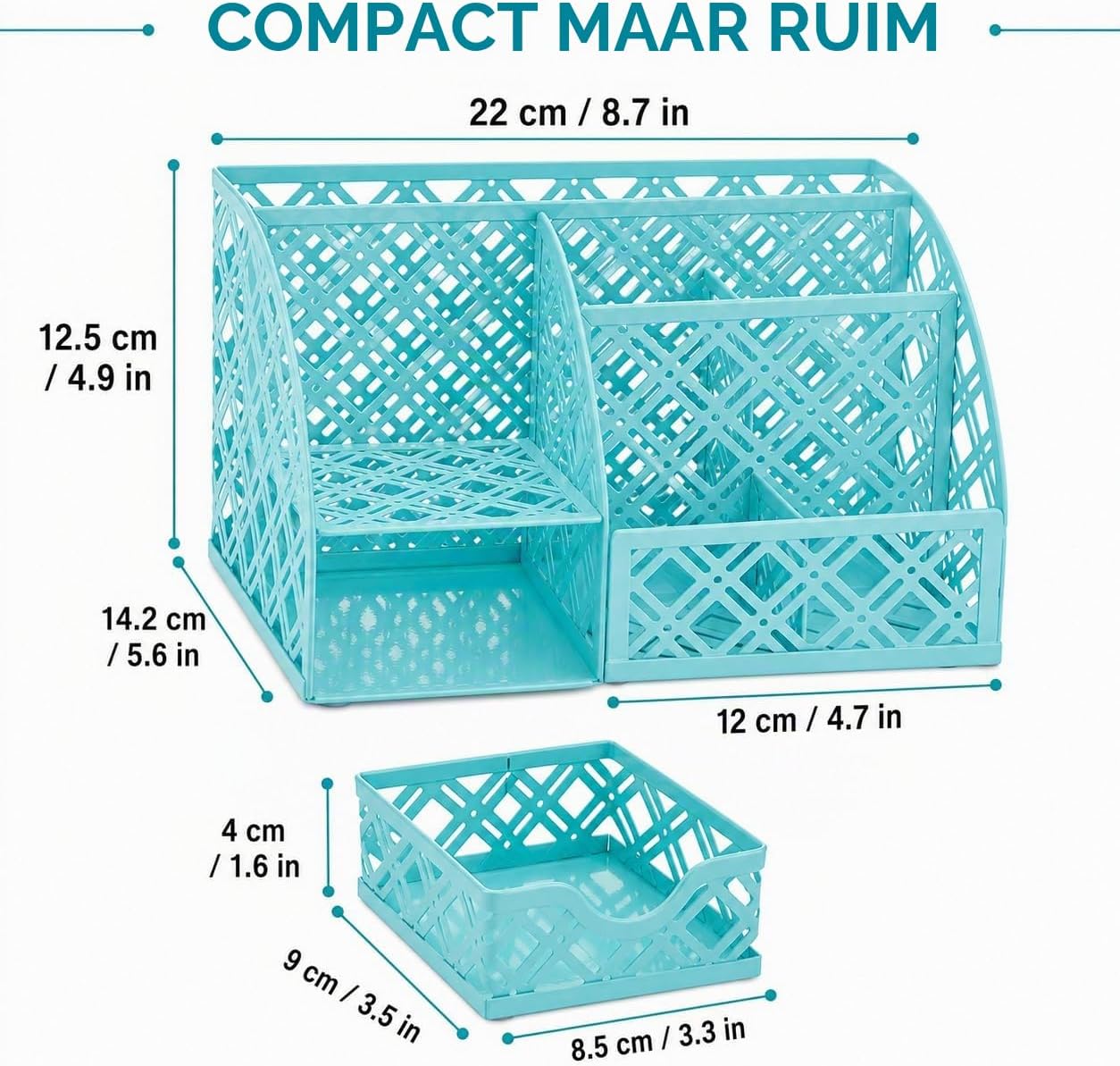 Detalle 2 de Exerz EX348 bureau-organizer van metaal, 7 vakken en uittrekbare lade