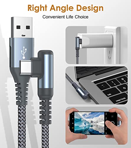 Detalle de AviBrex Cavo USB-C angolo retto 2 pezzi x 2 m, USB-C a USB-A 3,1A - Ricarica rapida e133
