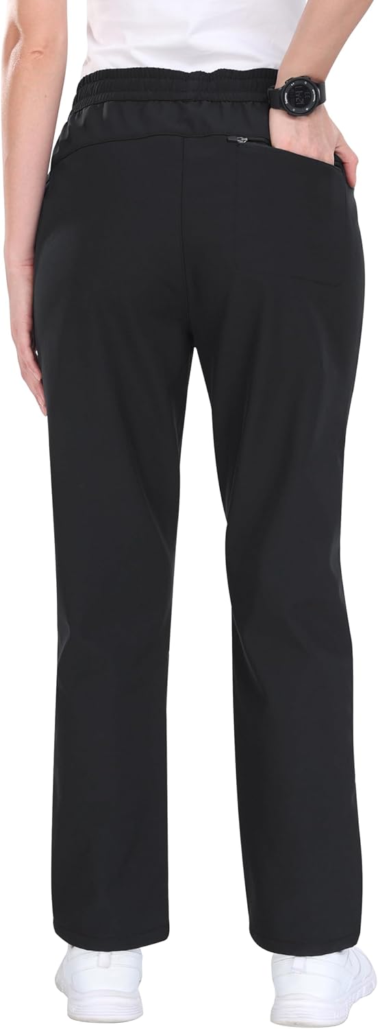 Detalle de MoFiz Women's Fleece-Lined Waterproof Snow Pants with Zippered Pockets