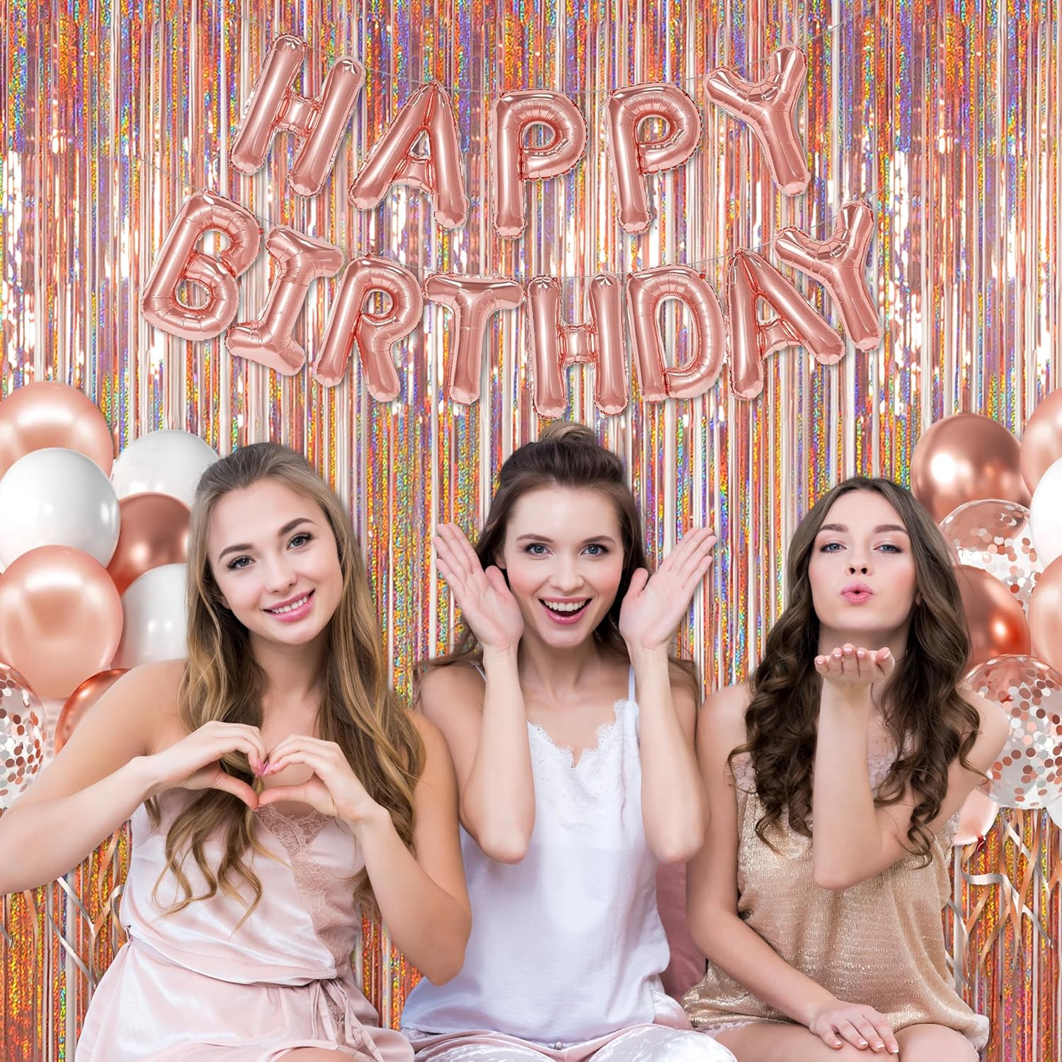 Thumbnail 5 de Melsan Rose Gold Tinsel Photo Backdrop Curtains (2-Pack) for Mother’s Day & Parties, 3.2 ft x 8.2 ft