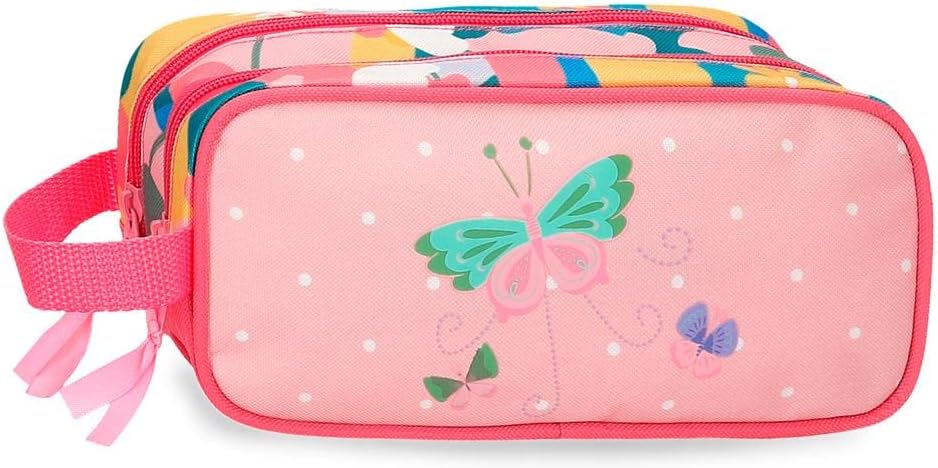 Detalle de ROLL ROAD Fiore Prezioso – Astuccio doppio in poliestere, rosa, 22x10x7 cm