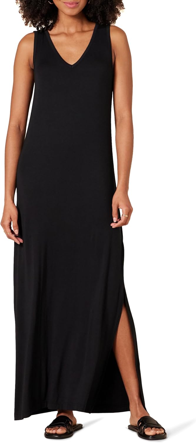 Thumbnail 4 de Amazon Essentials abito lungo donna maxi in jersey con scollo a V e spacchi laterali