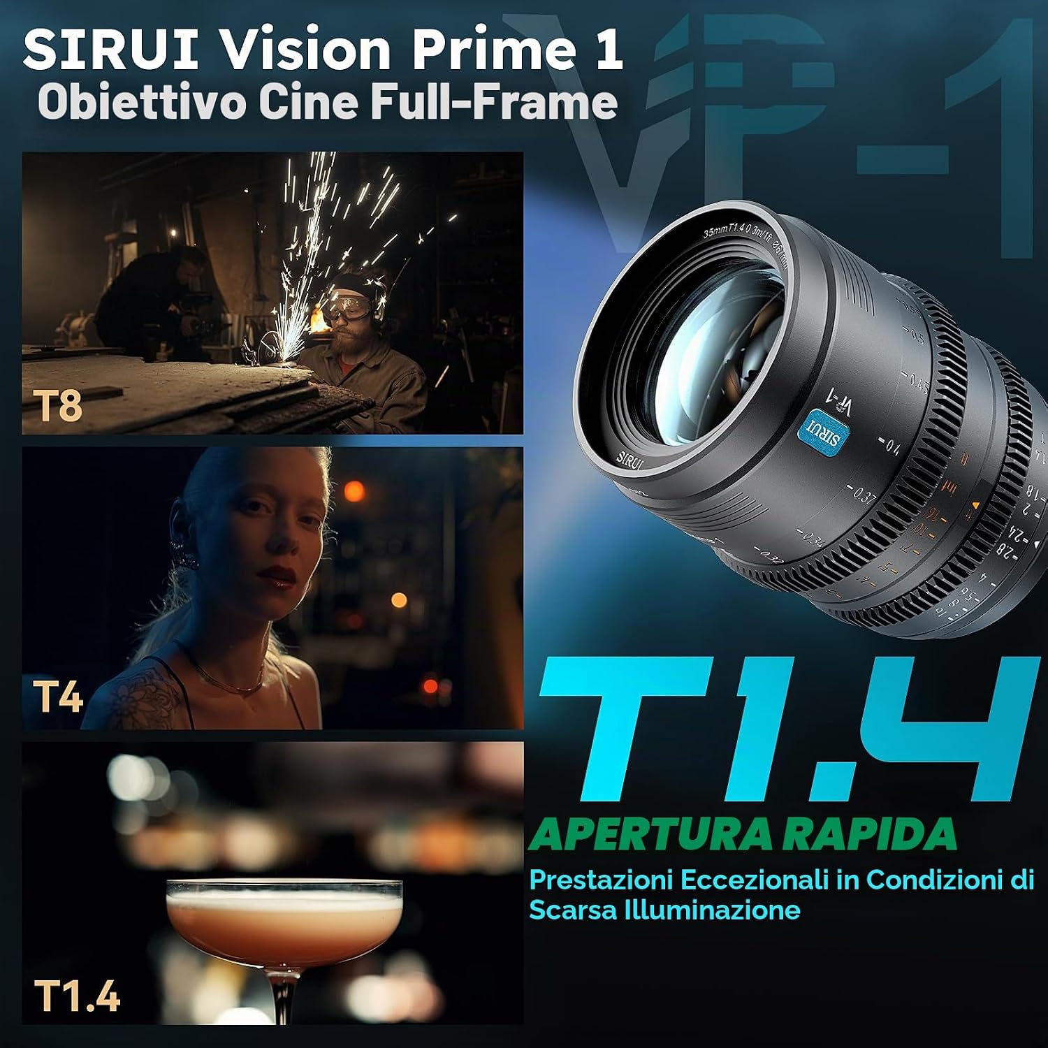 Thumbnail 3 de SIRUI VP-1 Vision Prime 1 T1.4 Full Frame Cine - Obiettivo cinema 35 mm con attacco E e attacchi intercambiabili