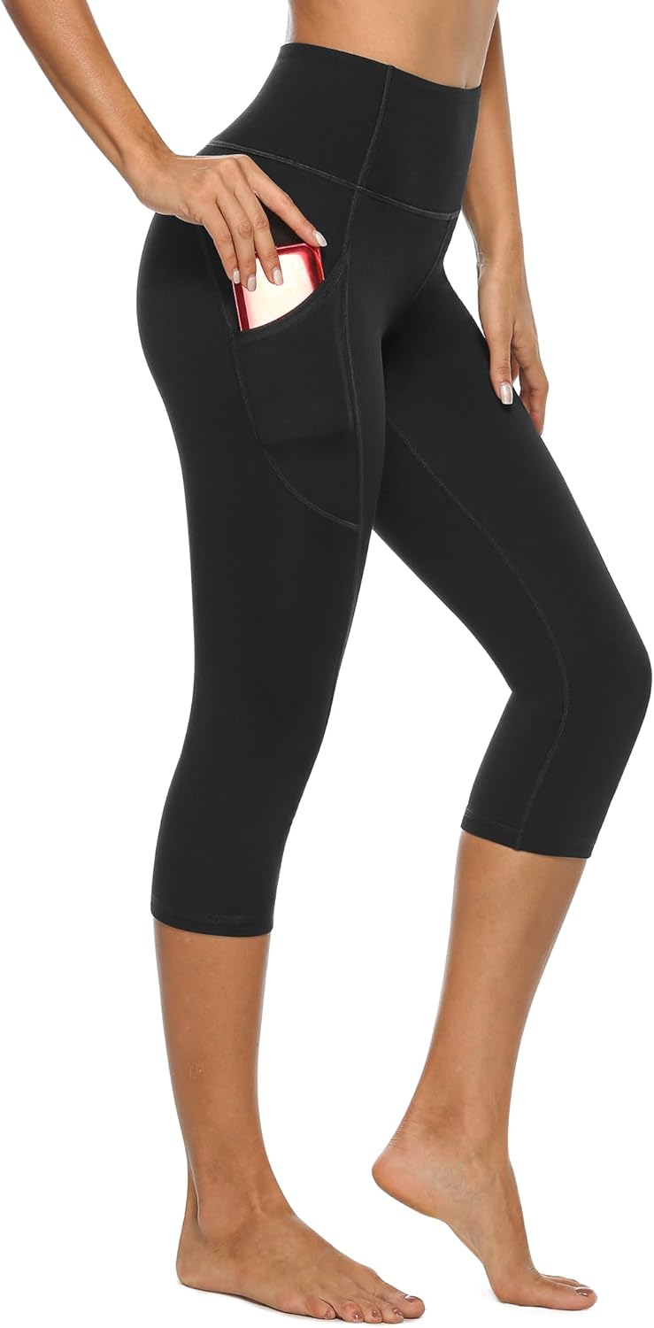 Detalle de Stelle Women’s Capri Yoga Pants with Pockets (Essential High-Waisted Legging)