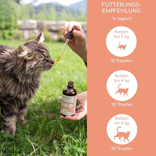 Detalle 2 de Wolfsbacher Lachsöl für Katzen mit Omega-3 & Omega-6 – 100 ml