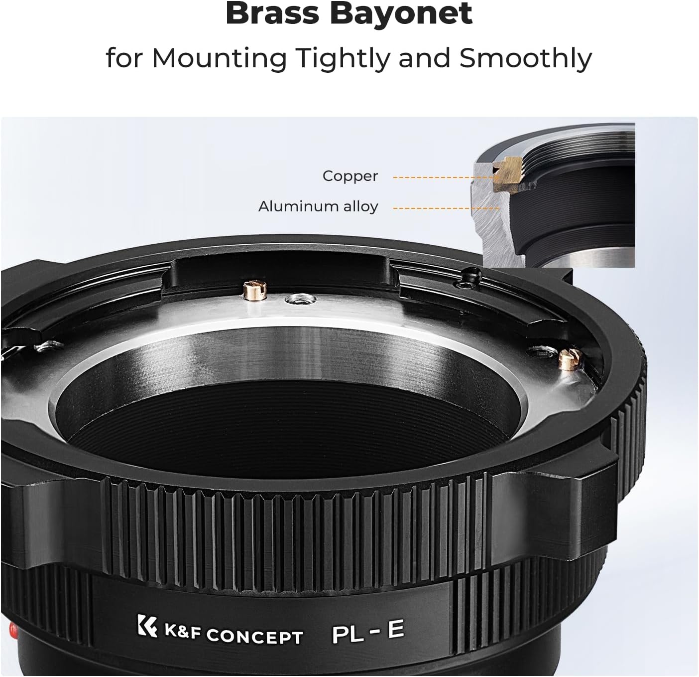 Detalle 2 de K&F CONCEPT PL-E Mount Lens Adapter for PL Lenses (Manual Infinity Focus, PL-to-Sony E/NEX)