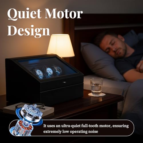 Detalle de Mcbazel 6 Watch Winder with Storage — Ultra Quiet, Dual Rotor, 5 Modes and LED Display