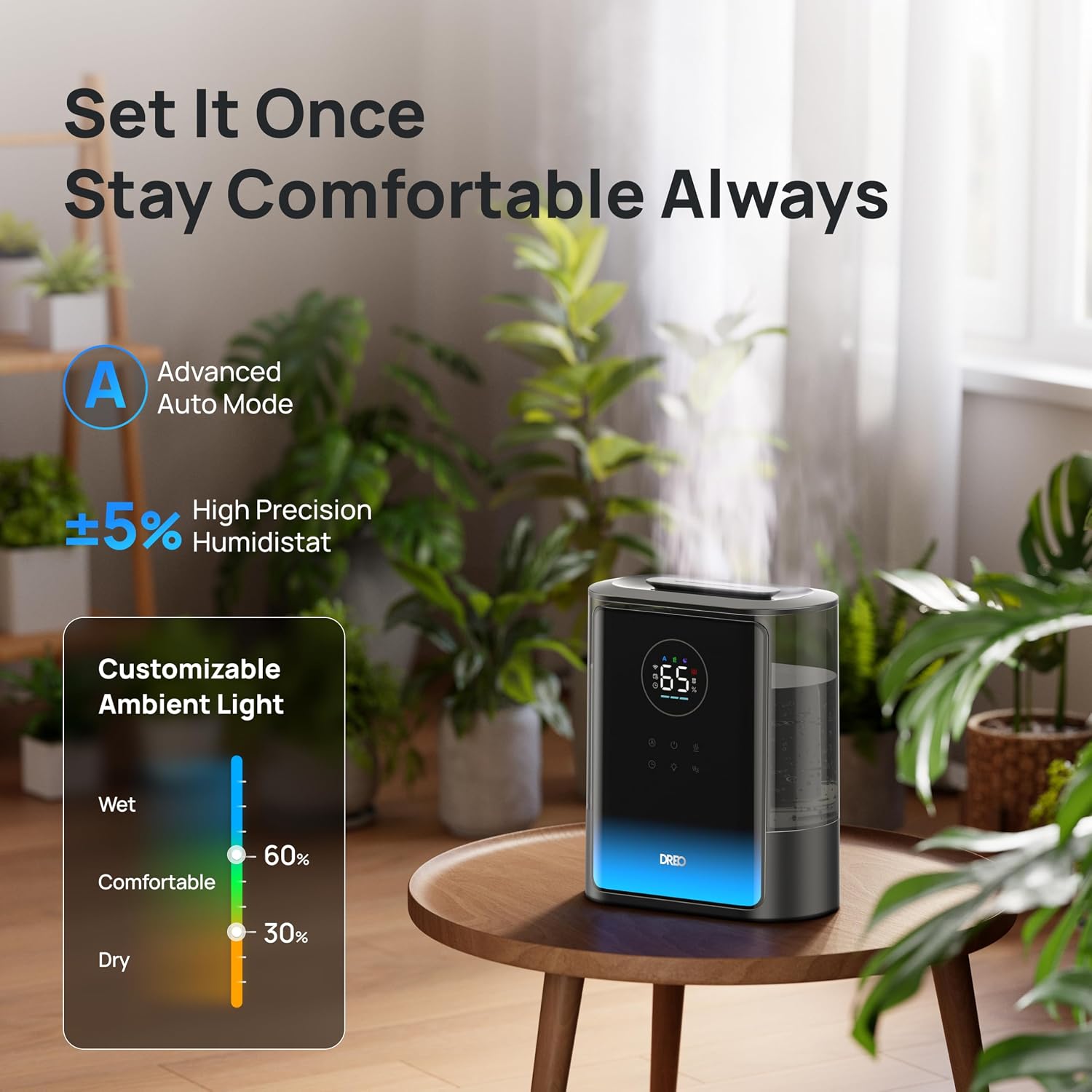 Detalle 1 de DREO HM717S Smart Humidifier, 8 L, Warm and Cool Mist, App Control