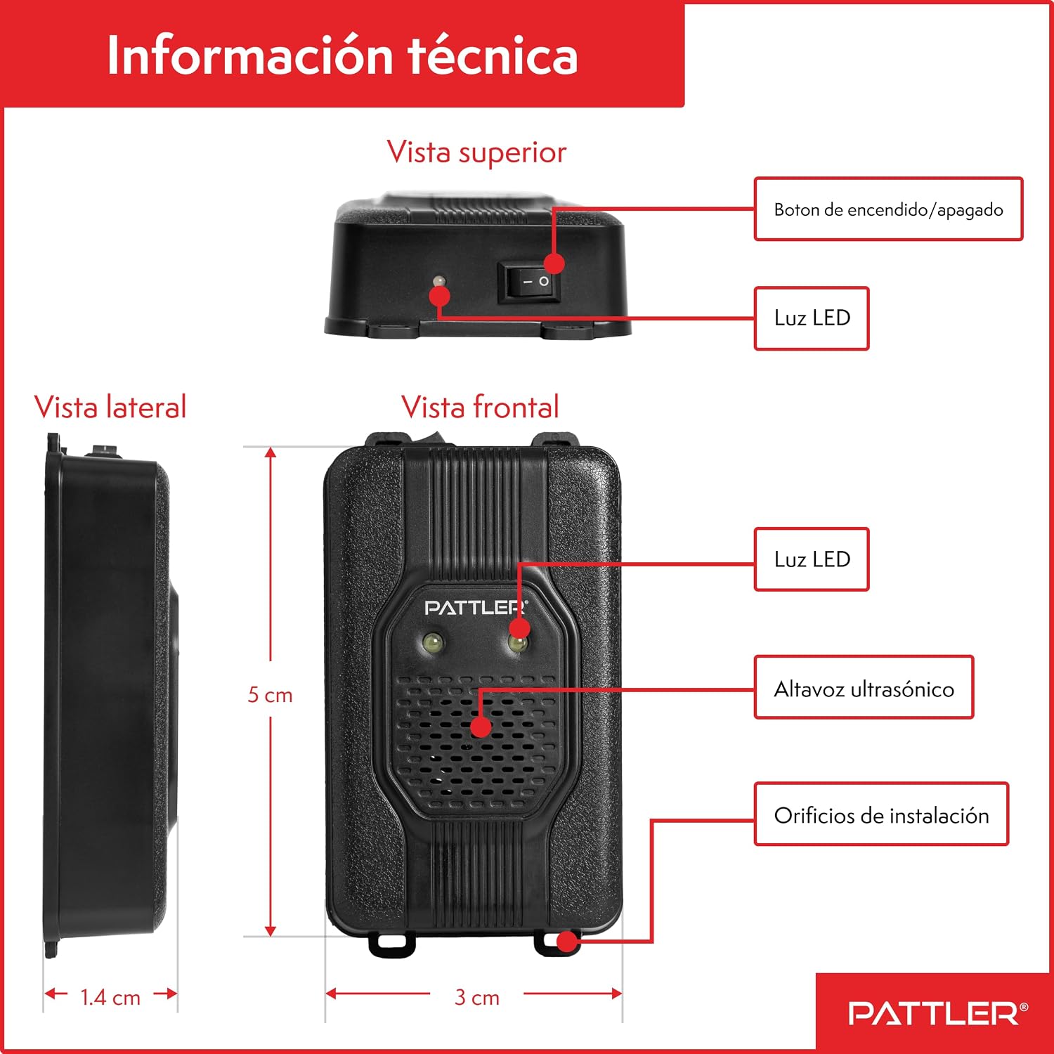 Detalle 2 de PATTLER Repelente de roedores para coche 40 m²