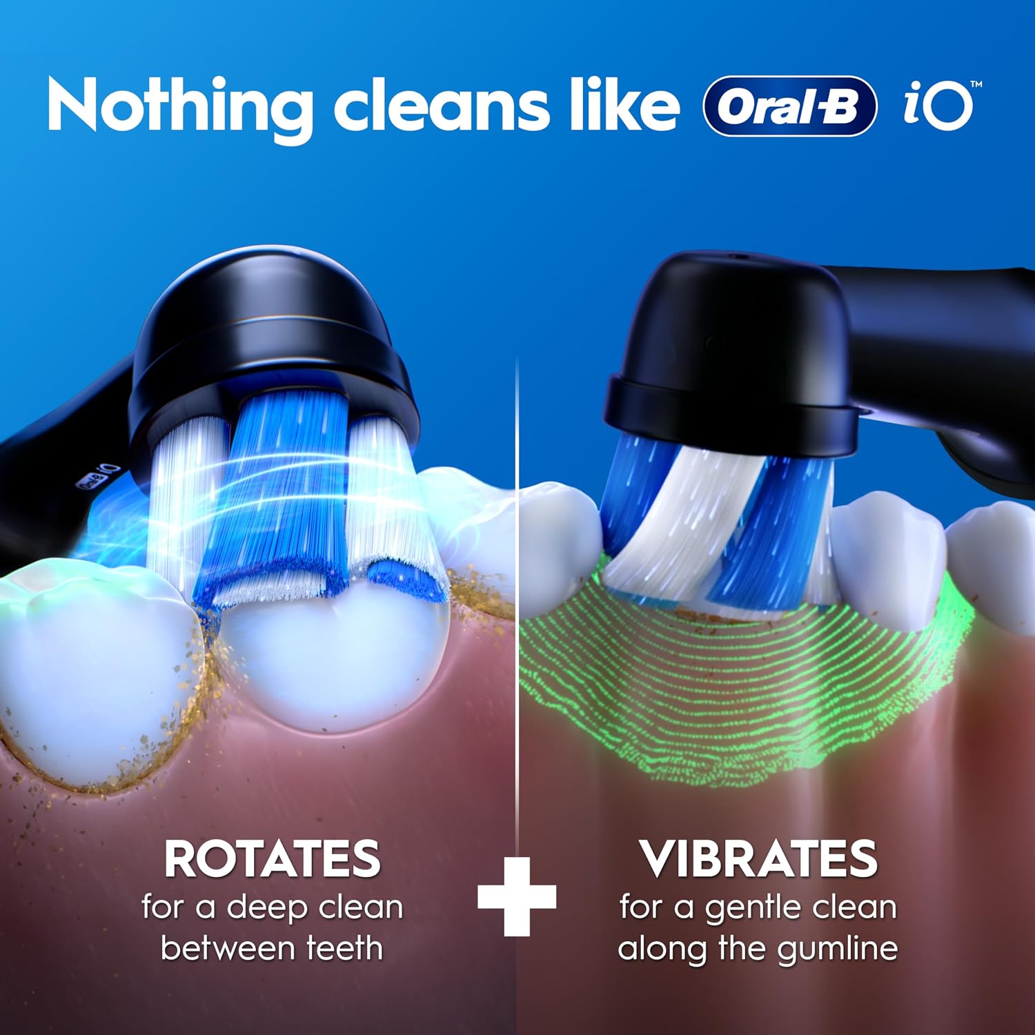 Detalle 2 de Oral-B iO2 electric toothbrush for adults (Night Black) with travel case, gentle care brush head and 2-minute timer