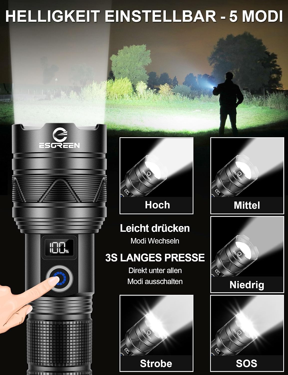 Thumbnail 4 de Esgreen ED0330 Taschenlampe 500000 Lumen
