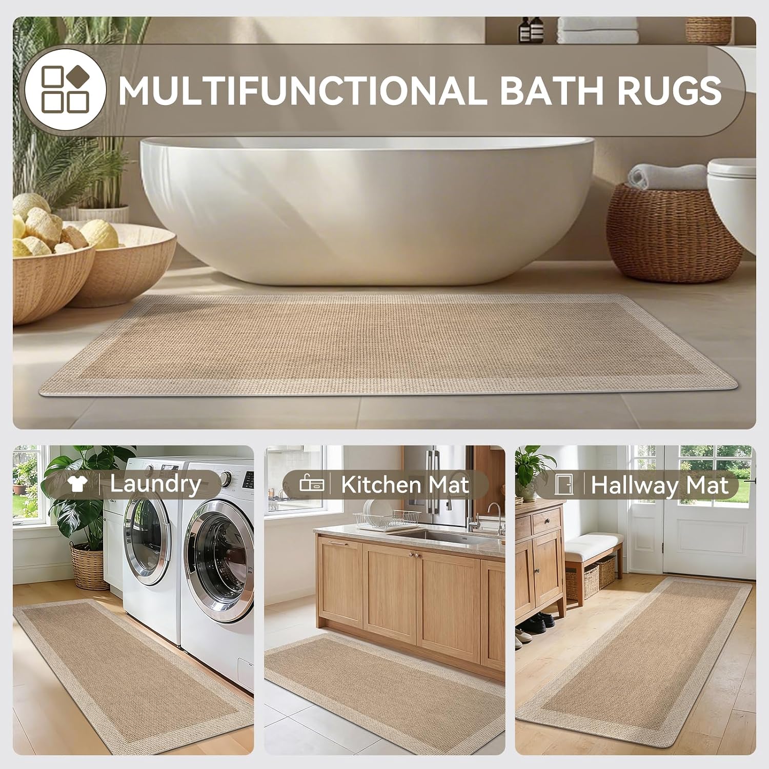 Thumbnail 5 de YDKGL 24 x 59-Inch Brown Bathroom Runner Rug with Rubber Backing