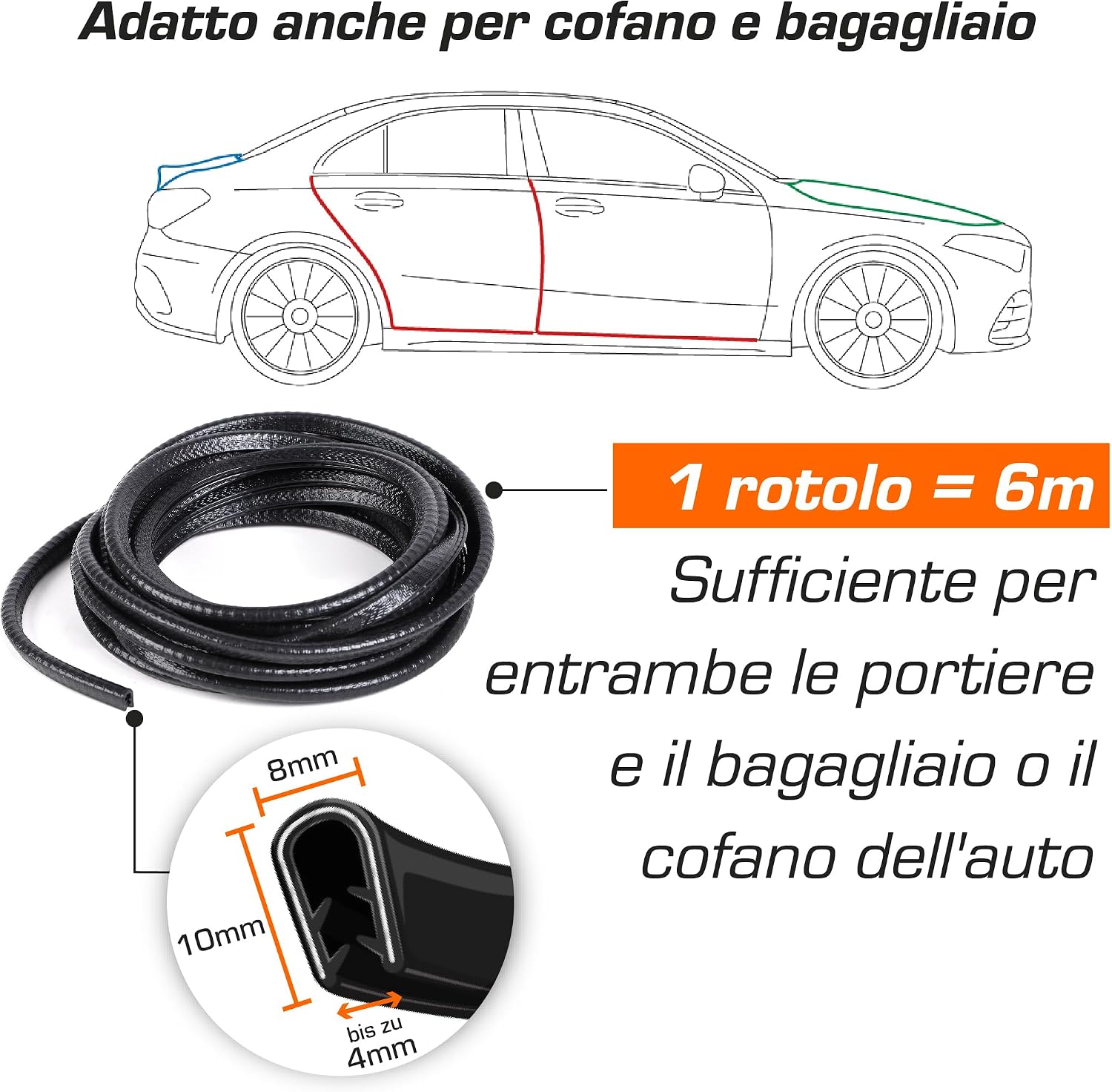 Thumbnail 4 de Upgrade4cars Paracolpi Portiere Auto universale 6 m
