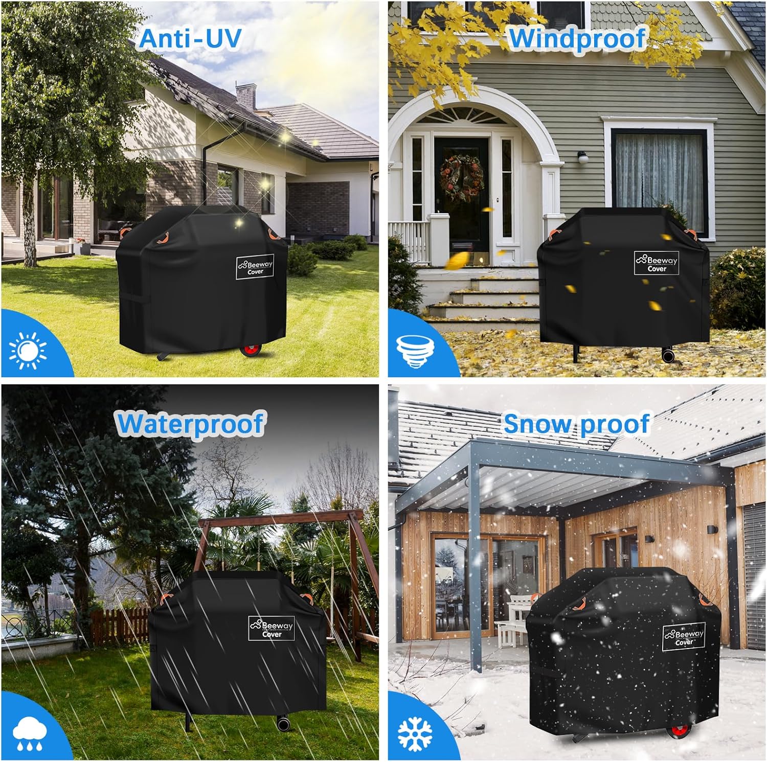 Thumbnail 5 de BEEWAY Barbecue Cover: Heavy-Duty 120 x 60 x 120cm UV & Waterproof Grill Shelter