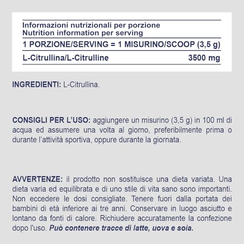 Thumbnail 6 de PROLABS Citrullina PURE in Polvere 100% Pura e Vegan – 3500 mg per porzione, integratore di L-Citrullina per pre e intra workout (500 g, gusto Neutro)