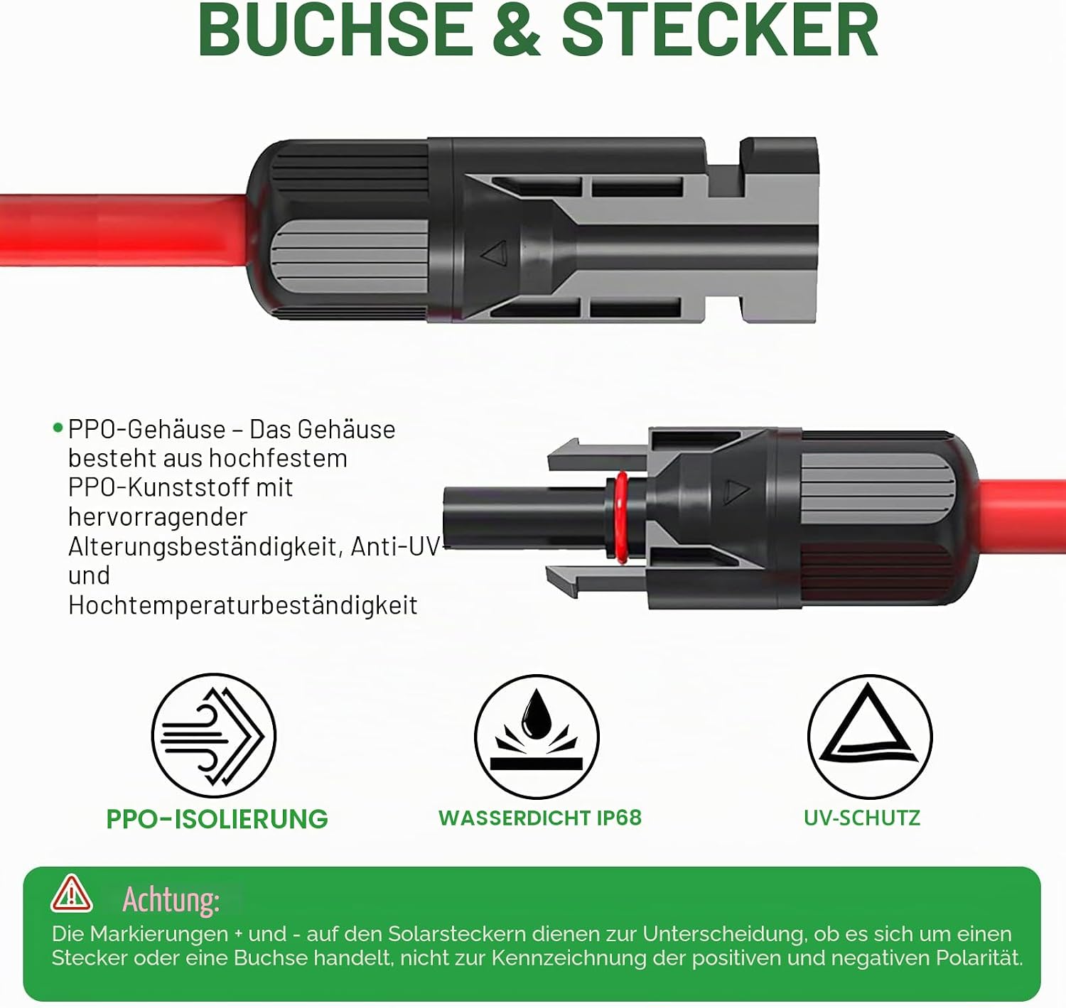 Detalle de Oududianzi Solarkabel 4mm2/6mm2 – PV Kabel mit Solarstecker, Verlängerung 1–30 m