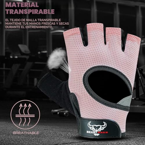 Thumbnail 6 de BEAST RAGE Guantes de Fitness para levantamiento de pesas – M, Rosa
