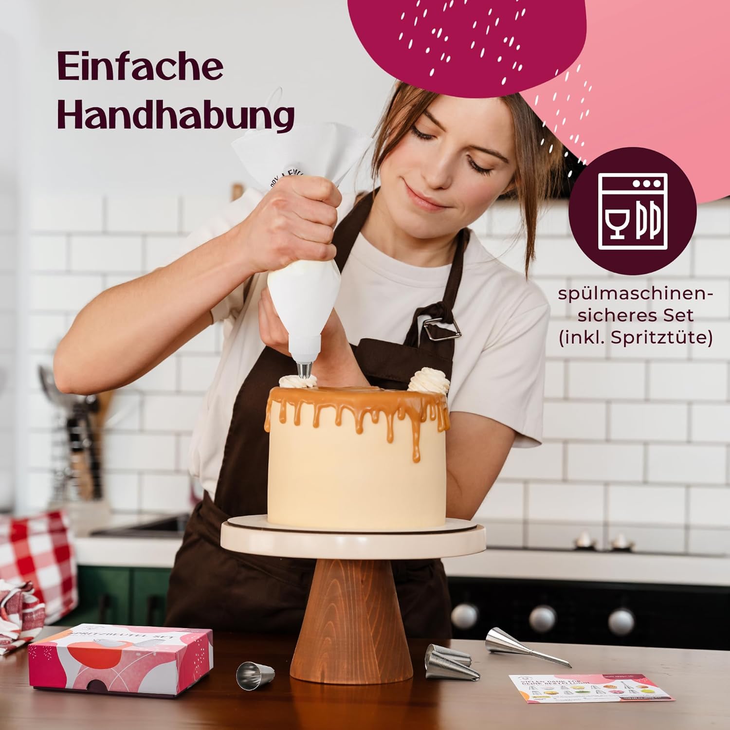 Thumbnail 1 de Happy Lemuro Premium Spritzbeutel mit Tüllen (11-teilig) – 8 große Spritztüllen mit Baumwoll-Spritzsack, spülmaschinenfest
