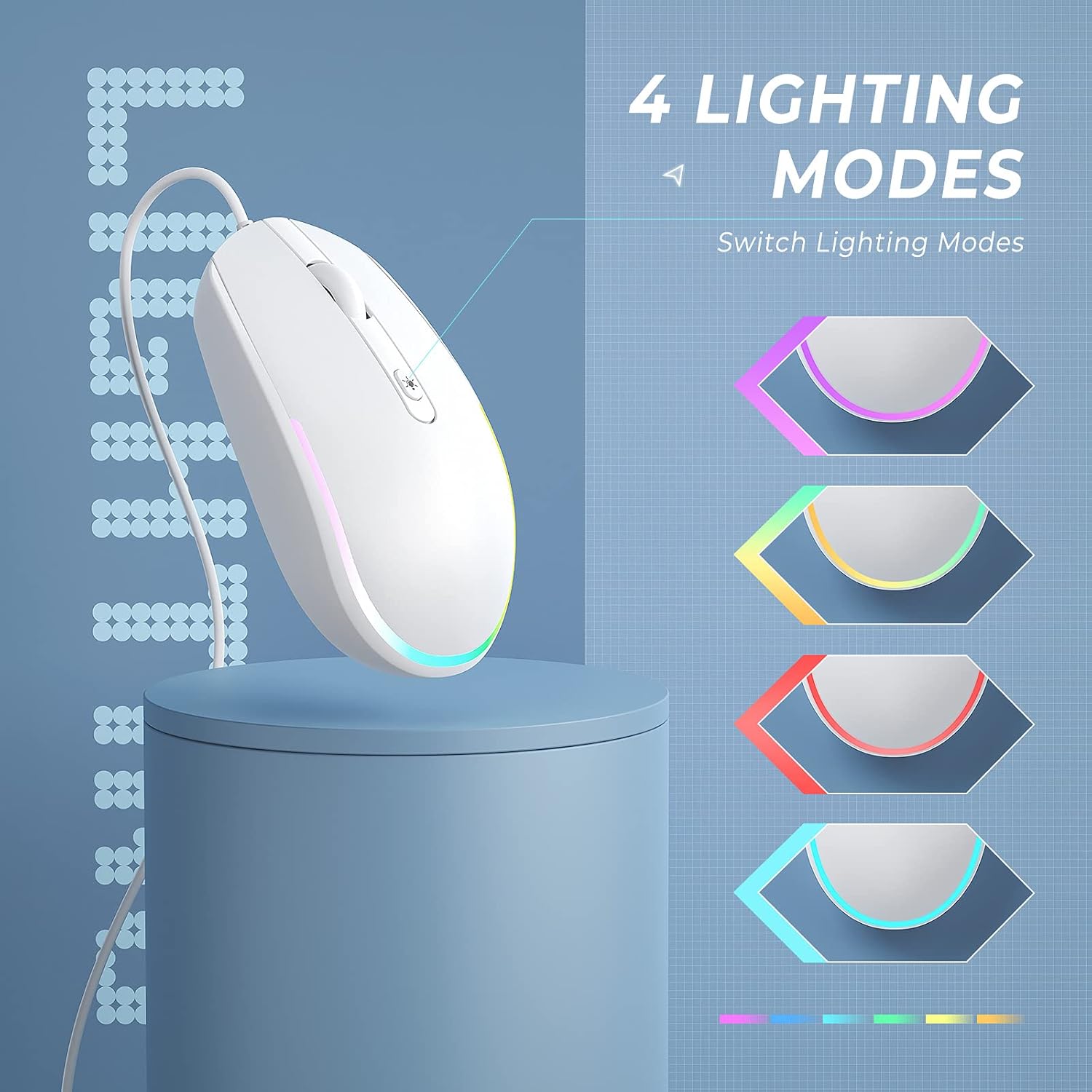 Detalle 2 de Seenda Wired Mouse with RGB Backlight and 1.5m USB Cable