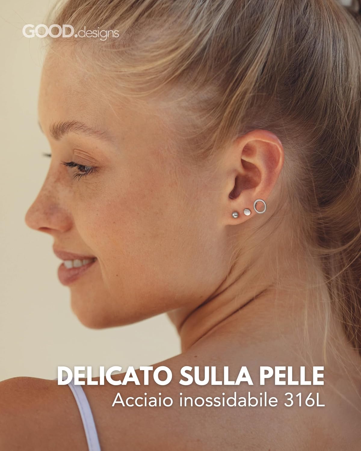 Detalle de Orecchini da donna in cerchio: set completo in oro rosa e argento, con confezione regalo