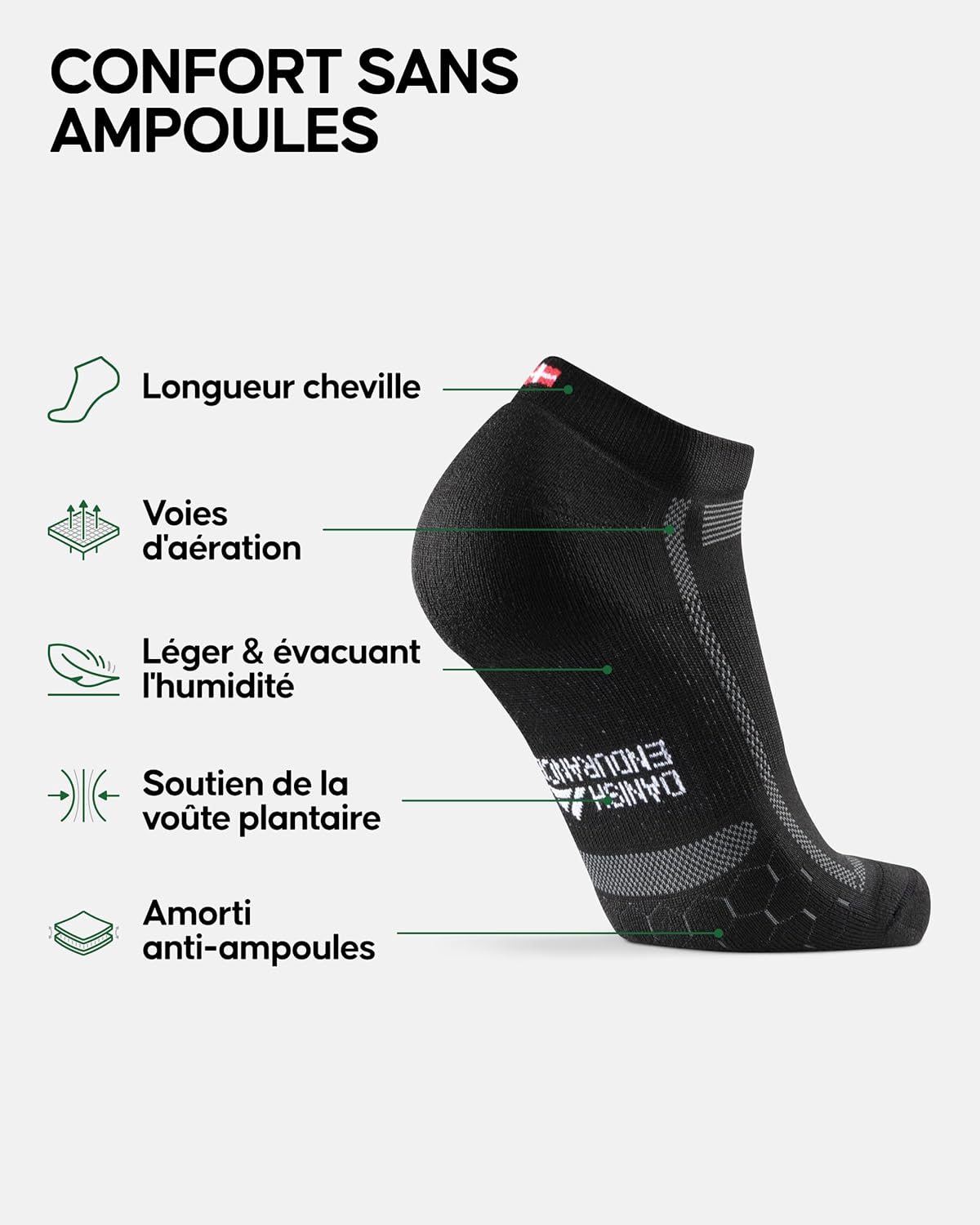 Thumbnail 1 de DANISH ENDURANCE Chaussettes Courtes Running Longue Distance (3 paires) anti-ampoules, séchage rapide