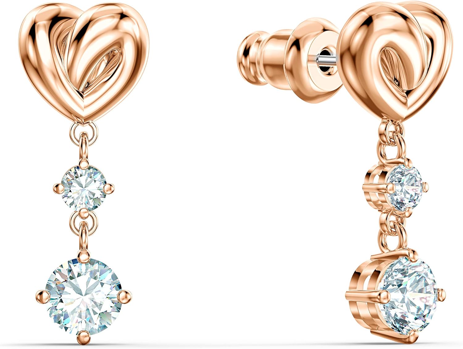 Detalle 2 de Swarovski Pendientes Lifelong Heart en tono oro rosa 💍
