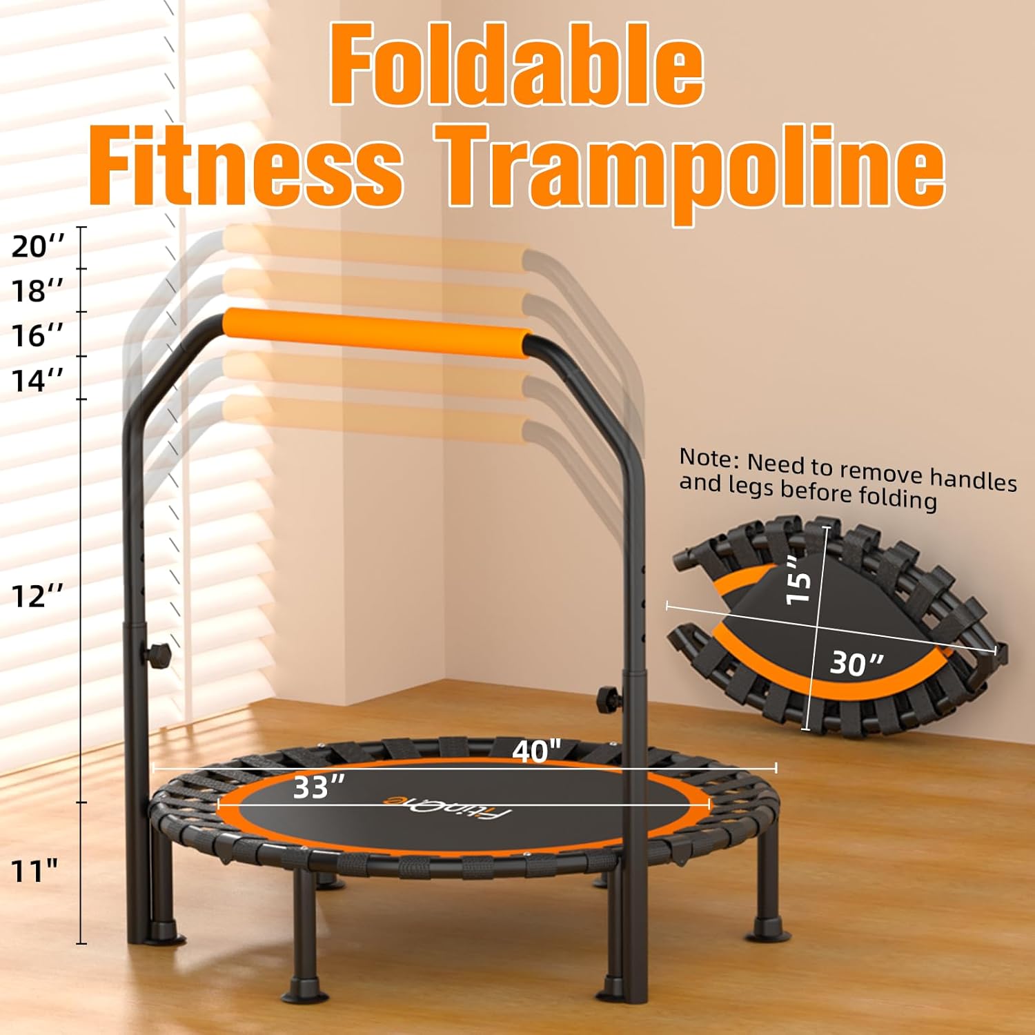 Thumbnail 4 de FitinOne 40"/48" Foldable Mini Trampoline with 330 lbs Capacity