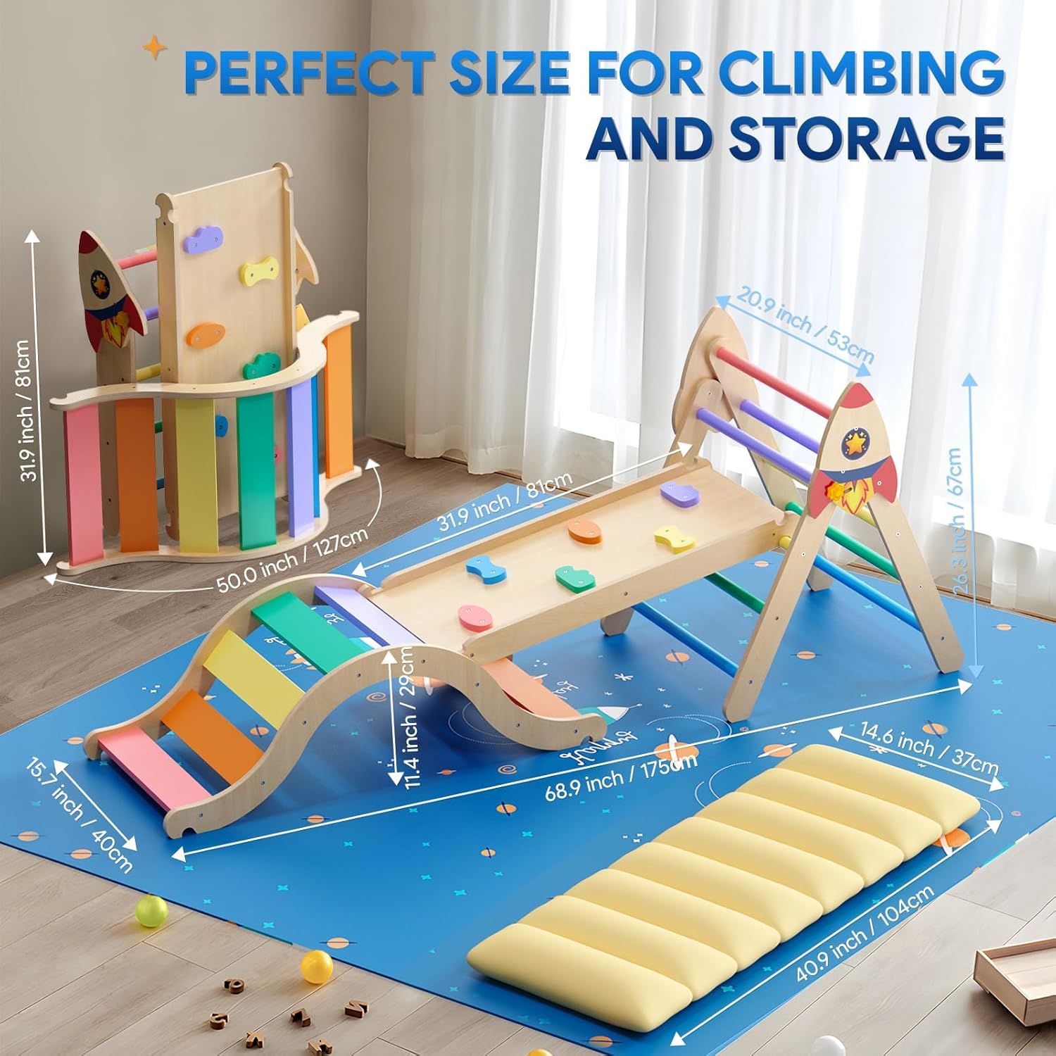 Thumbnail 5 de LOVIVO Klettergerüst Indoor 9-in-1 Montessori Kletterdreieck-Set für Kinder (1–3 Jahre)