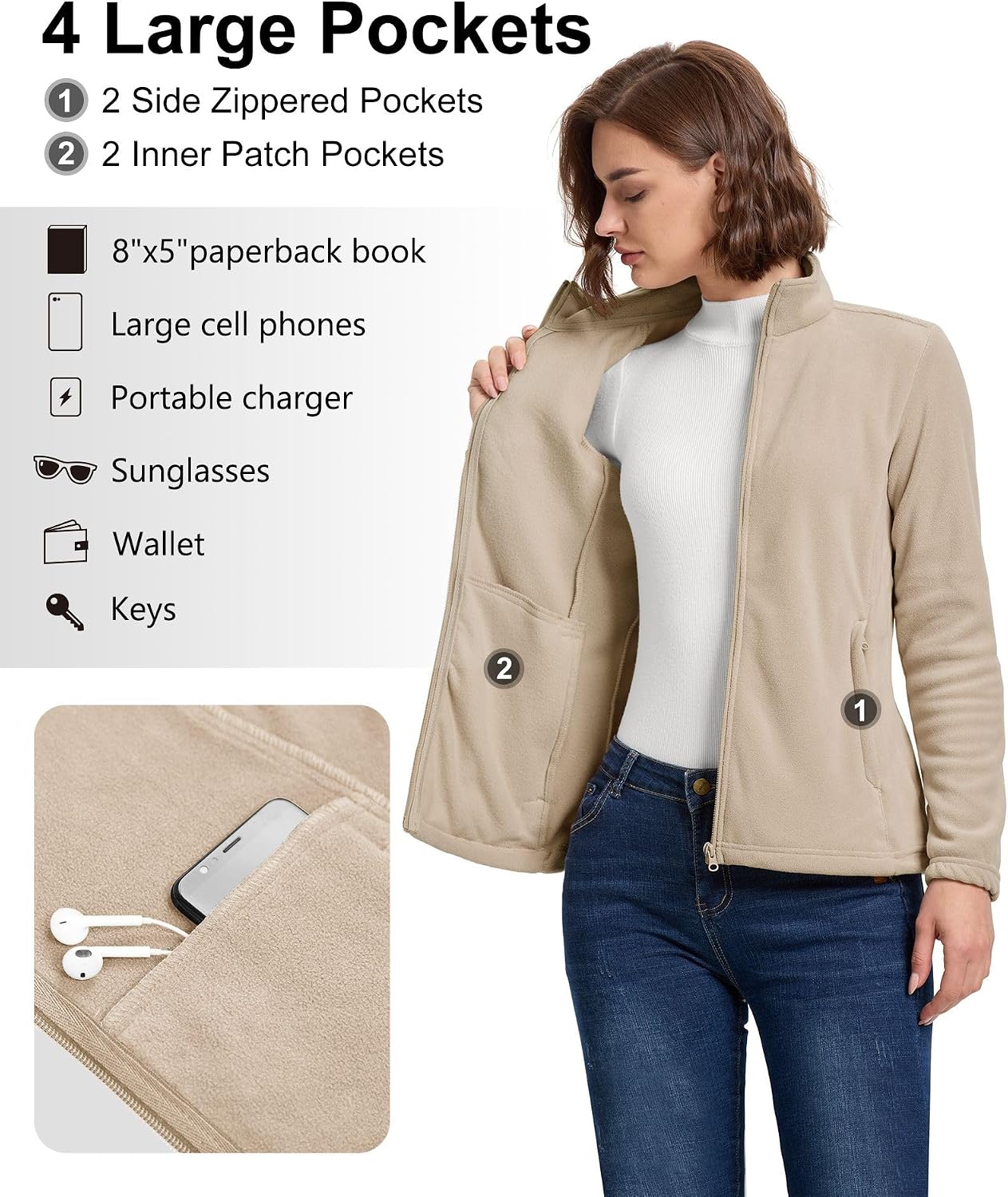 Thumbnail 2 de 33,000ft Damen Fleecejacke Leicht Warm