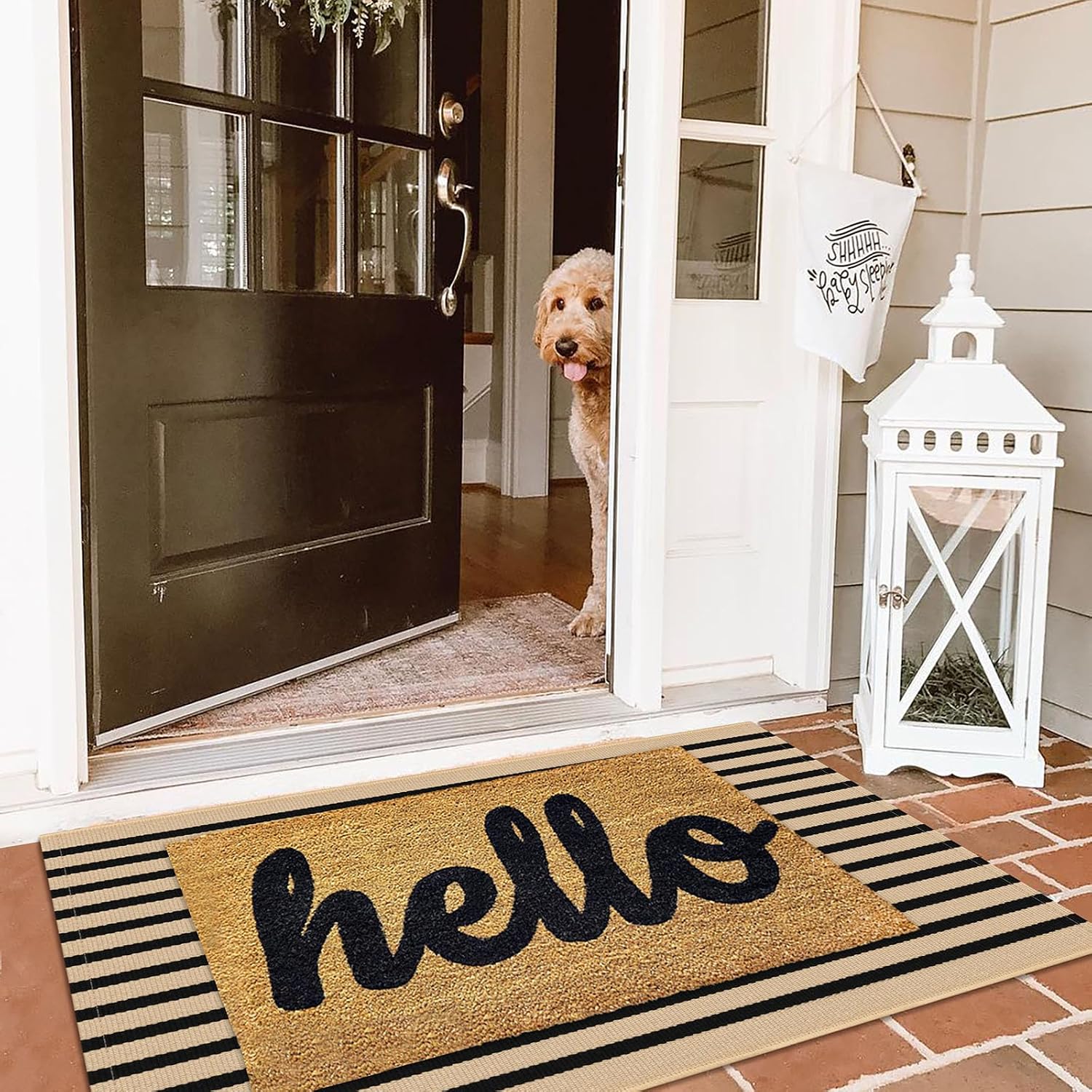 Thumbnail 5 de KILOCOCO Woven Rug, Brown and Black Striped Washable Door Mat