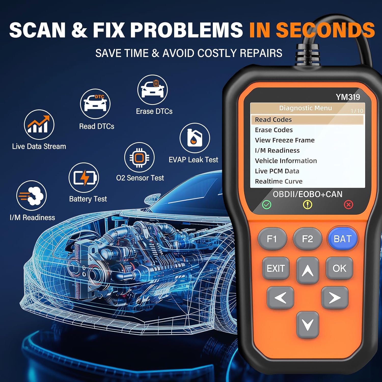 Thumbnail 1 de BluSon YM319 OBD2 Scanner 2.4"