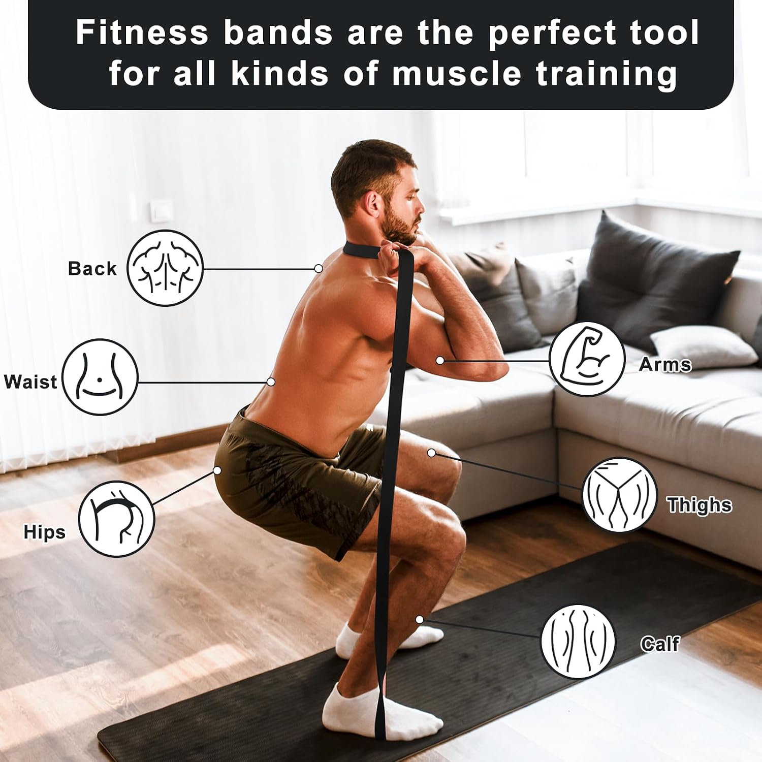 Detalle de JATEKA Elastici Fitness 15–100 LB in lattice (5 varianti) per palestra, pilates, yoga e crossfit