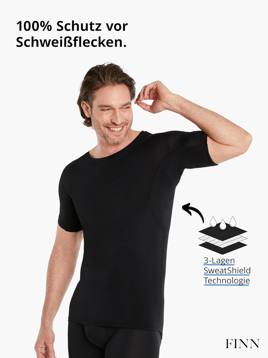 Thumbnail 1 de FINN Anti-Schweiß Shirt Herren mit Rundhals und integrierten Achselpads – zuverlässiger Schutz vor Schweißflecken