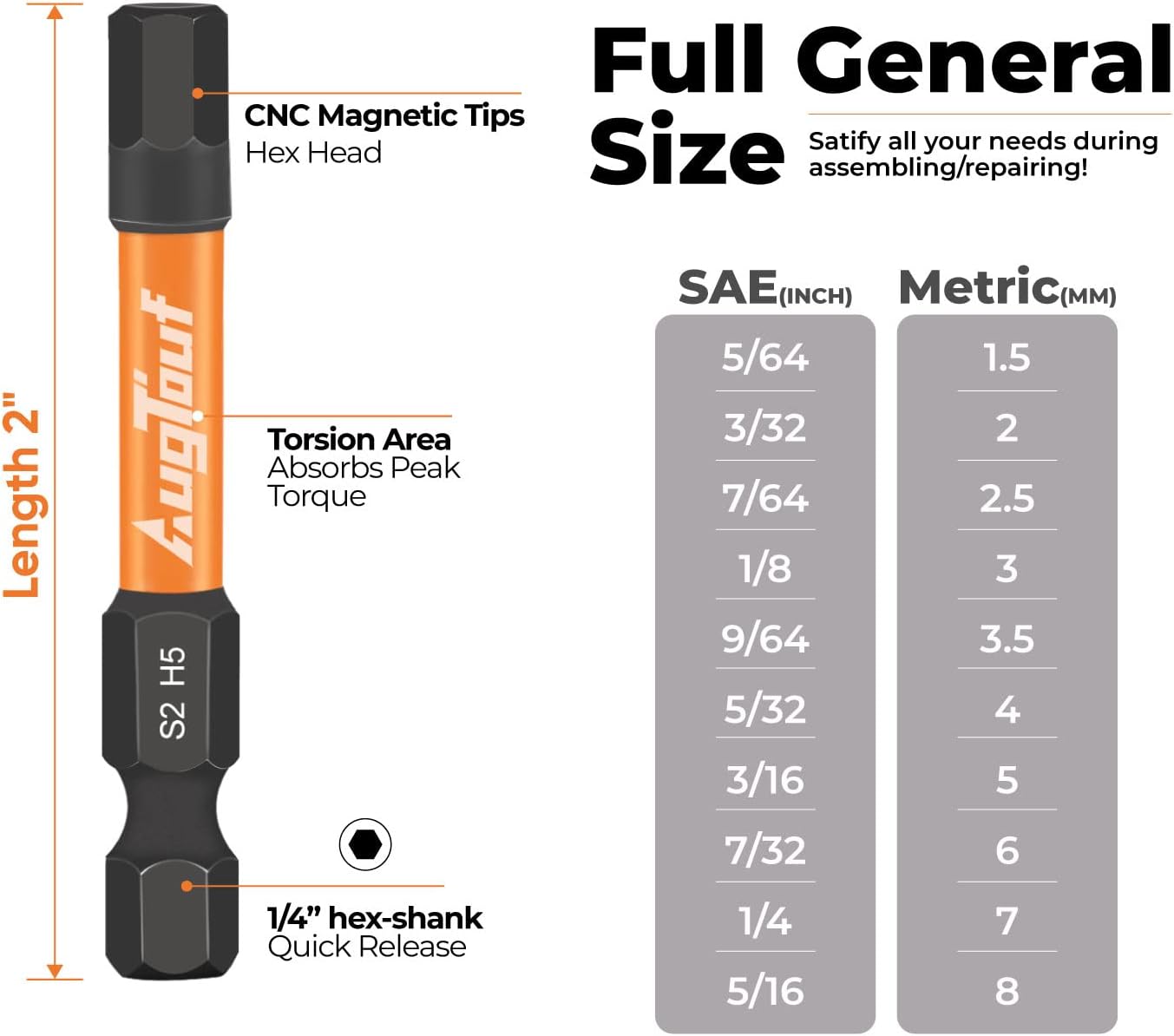 Thumbnail 4 de toolant TA01001001 Metric Impact Hex Bit Set, 10-Piece, Magnetic S2 Steel