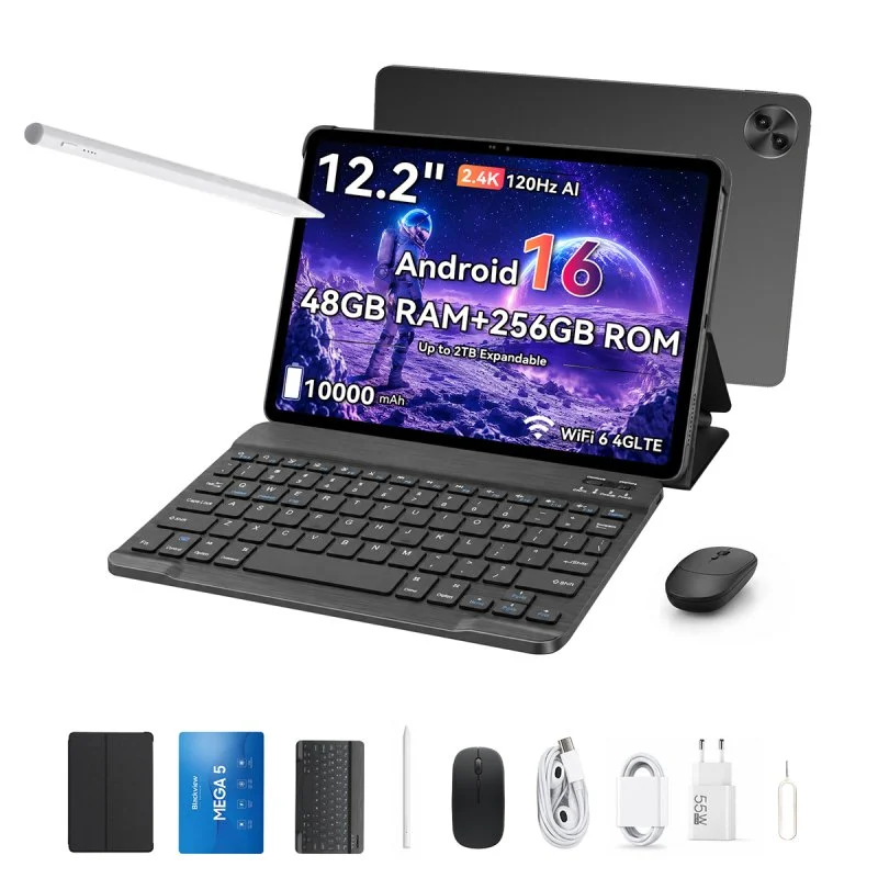 Detalle de Blackview Mega 5 4G de 12,2": tablet con teclado y Stylus, 12 GB/256 GB