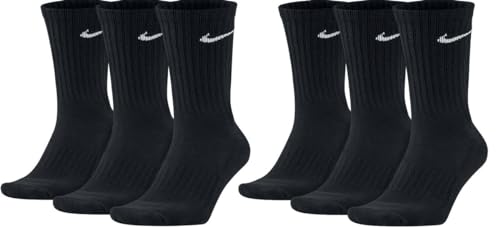 Detalle de Nike Men Value Crew Cotton Crew Socks (Pack of 3) – Black, Size S (34-38)