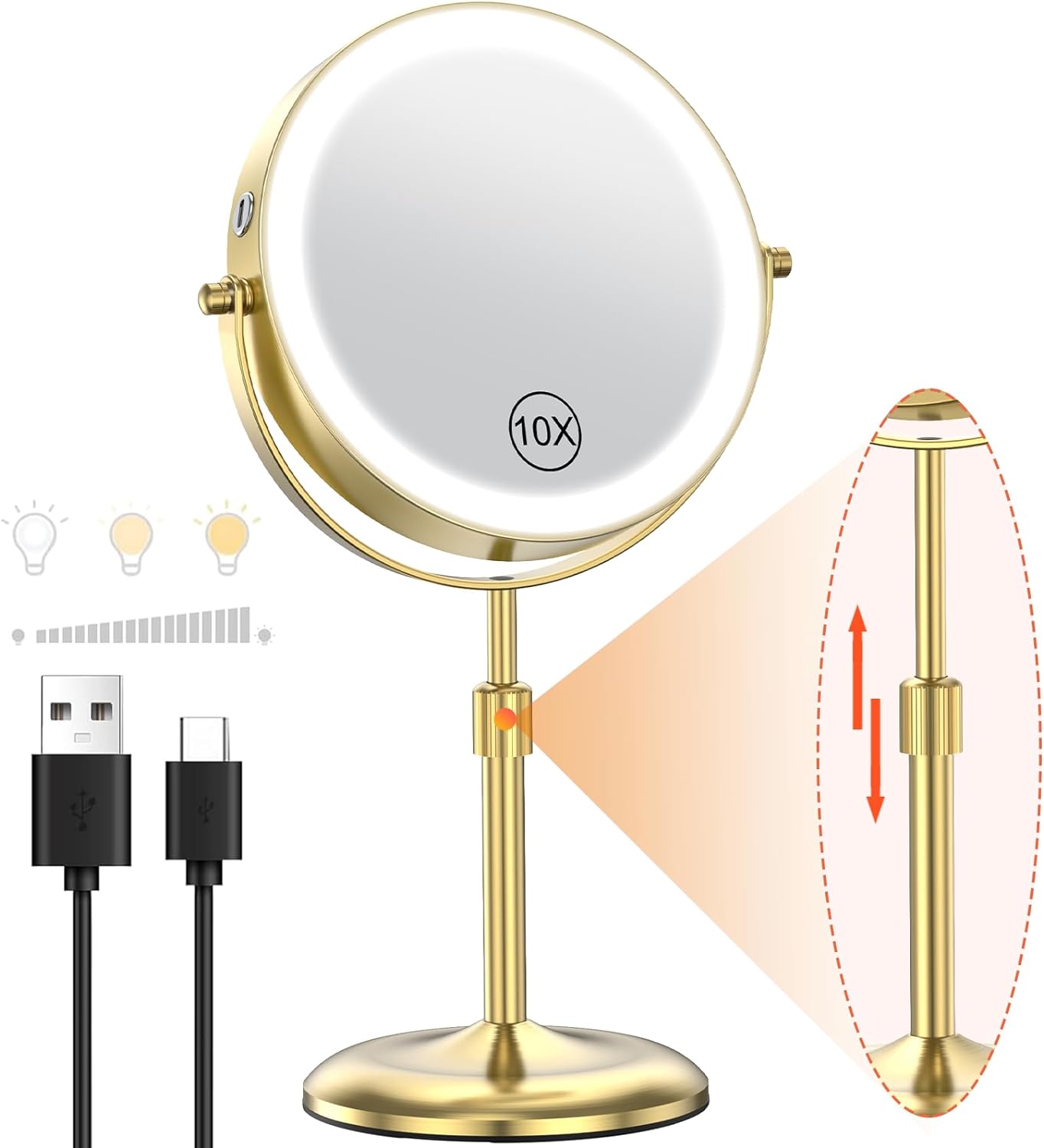 Detalle de Benbilry 7-inch 10X LED Makeup Mirror with 3 Lights 💄