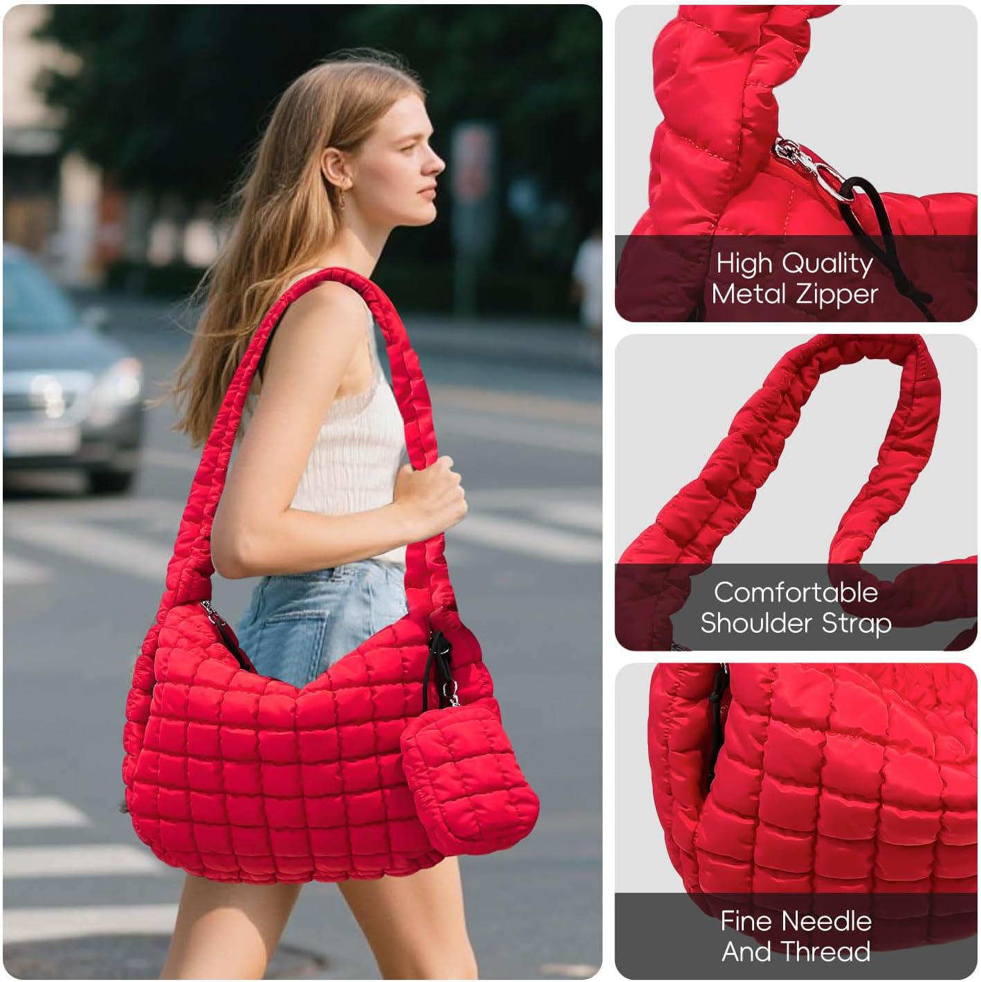 Detalle 2 de Bagtopia Puffer Tote Bag for Women, Large Quilted Puffer Tote