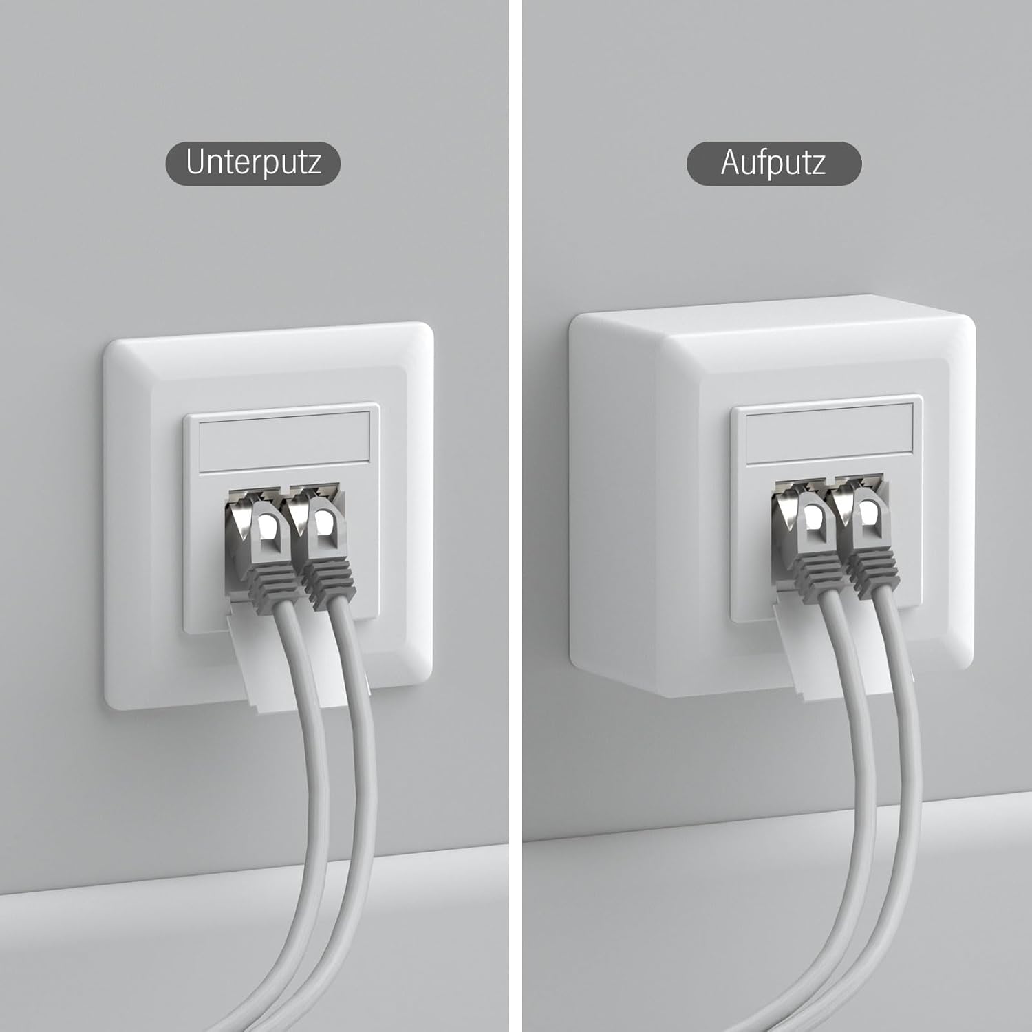 Thumbnail 5 de FGB 2x CAT6a Universal Netzwerkdose (2-Port) mit RJ45, abgeschirmt – Aufputz oder Unterputz, weiß