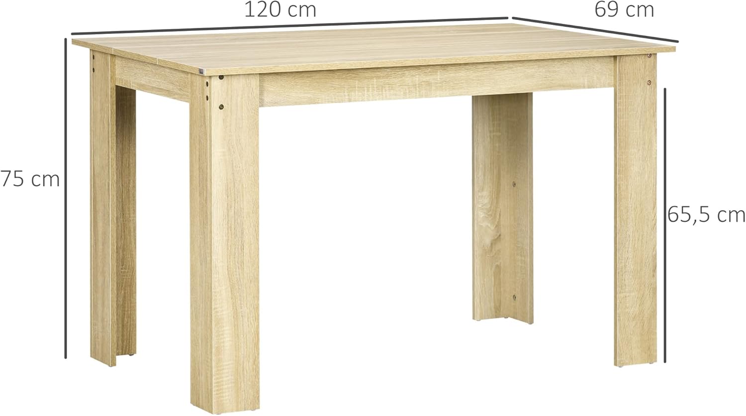 Detalle de HOMCOM table à manger rectangulaire 120 x 69 cm