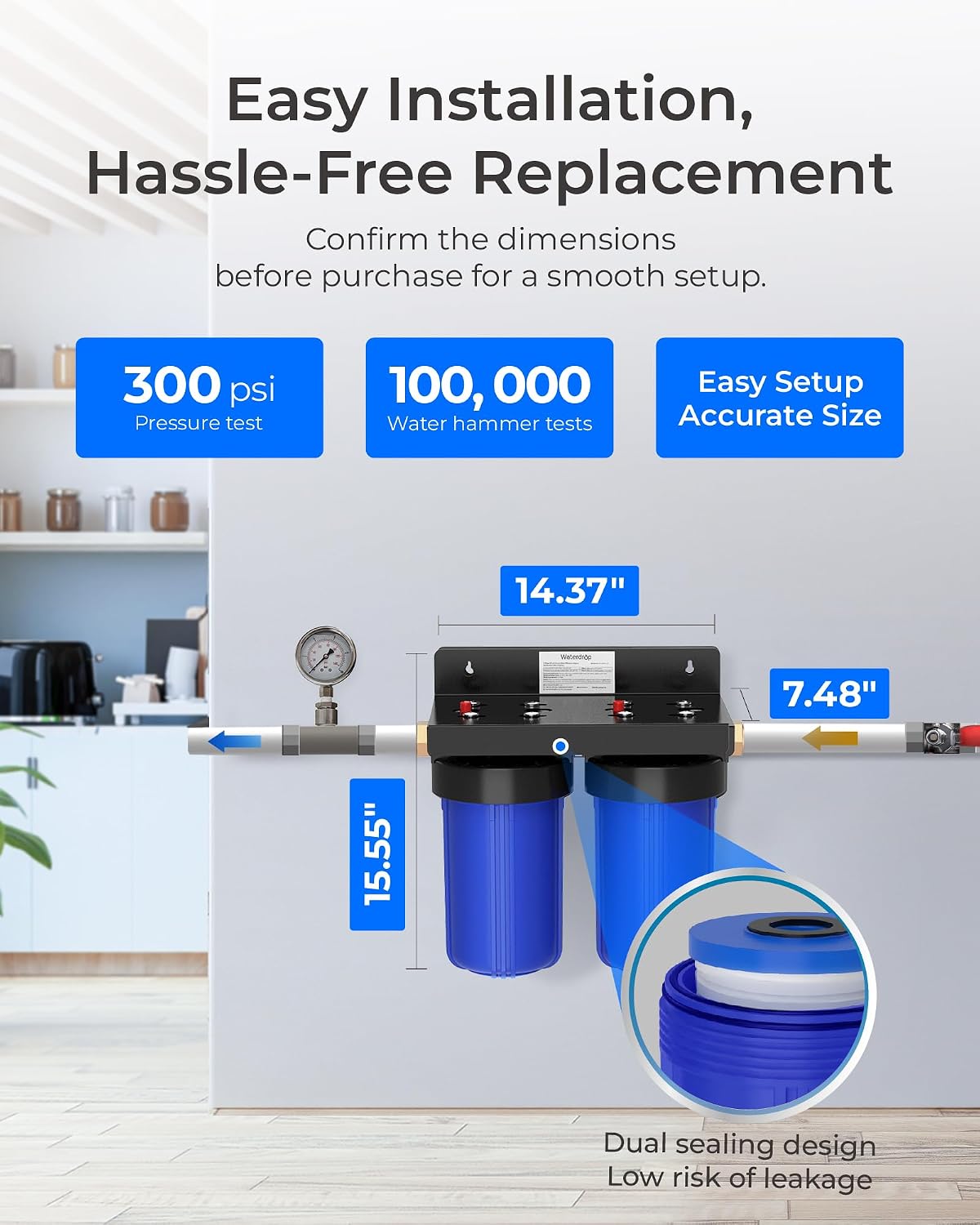 Detalle de Waterdrop WHF21-PG Whole House Water Filter, 5-Micron, 15 GPM