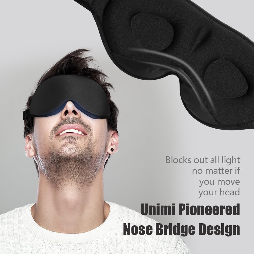 Detalle de onaEz 2024 Verbesserte Schlafmaske – 3D-Kontur, lichtblockierend, atmungsaktiv